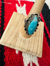 Navajo Sterling Silver & Kingman Turquoise Ring Size 7.5