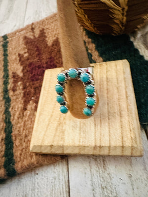 Handmade Turquoise & Sterling Silver Adjustable Naja Ring Signed Nizhoni