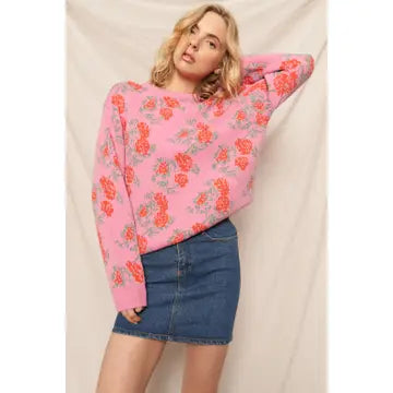 Cute rose knit sweater