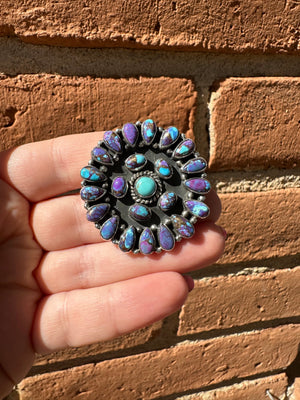 Handmade Turquoise, Purple Dream Mojave & Sterling Silver Handmade Adjustable Ring