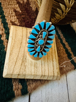 Zuni Turquoise & Sterling Silver Cluster Ring