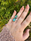 Beautiful Handmade Sonoran Gold Turquoise And Sterling Silver 2 Stone Ring