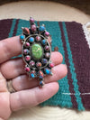 Handmade Sonoran Turquoise, Pink Dream & Sterling Silver Adjustable Ring Signed Nizhoni
