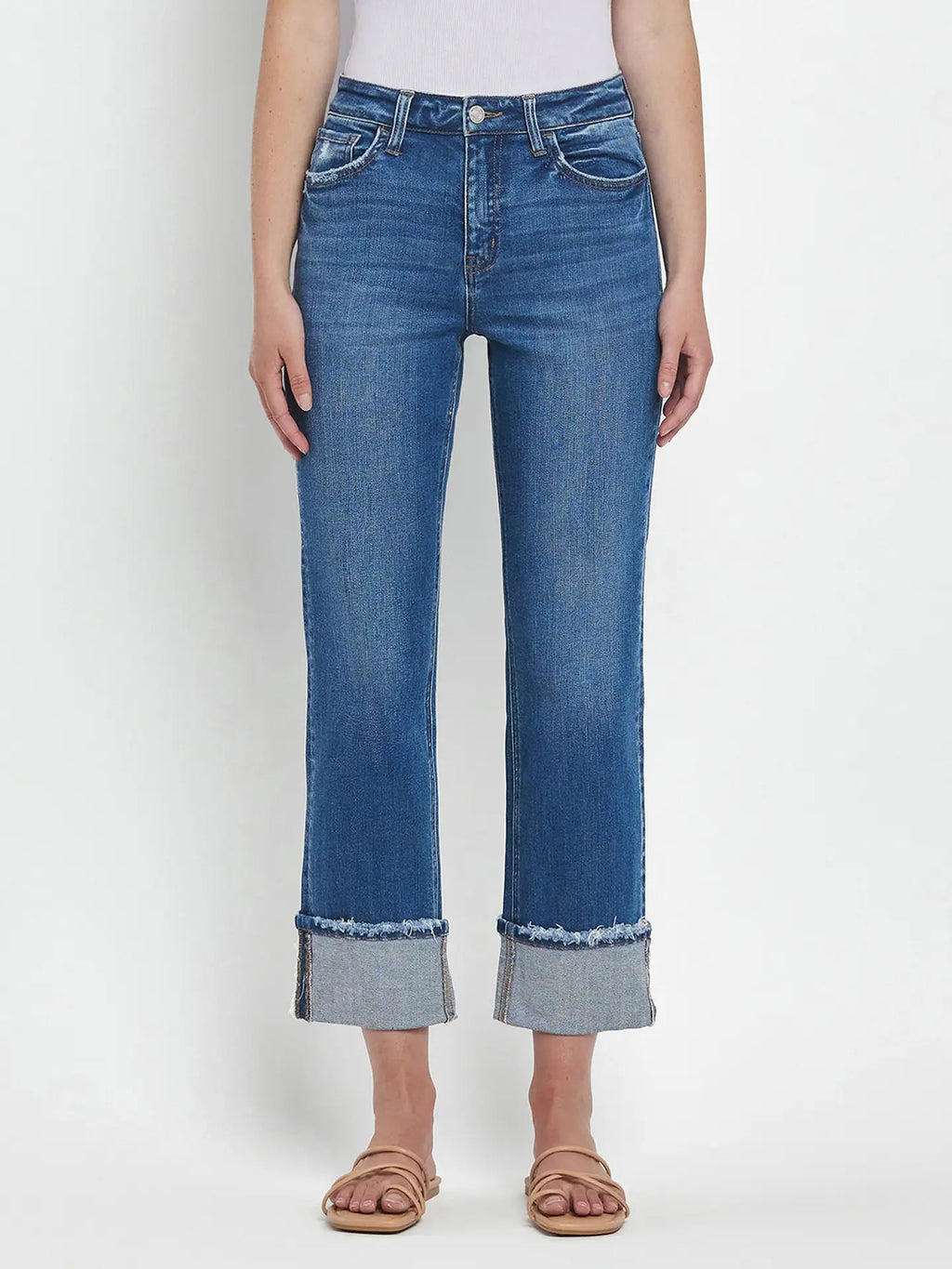 daphne high rise cropped cuff jeans