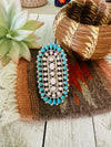 Navajo Sterling Silver, Turquoise & Queen Pink Conch Adjustable Ring