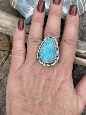 Navajo Royston Turquoise Sterling Southwestern Adjustable Ring Wydell Billie