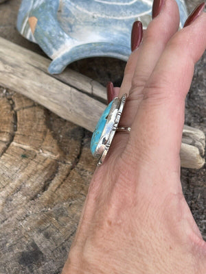 Navajo Royston Turquoise Sterling Southwestern Adjustable Ring Wydell Billie