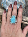 Navajo Royston Turquoise Sterling Southwestern Adjustable Ring Wydell Billie