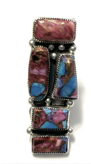 Navajo Pink Dream Mohave & Sterling Silver 5 Stone Ring