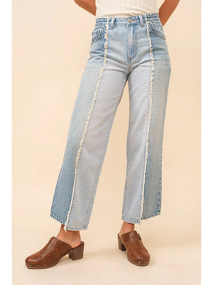 Two tone dad jeans