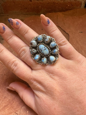 Handmade Golden Hills Turquoise And Sterling Silver Adjustable Ring