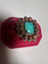 Handmade Rhodonite, Turquoise & Sterling Silver Adjustable Ring Signed Nizhoni