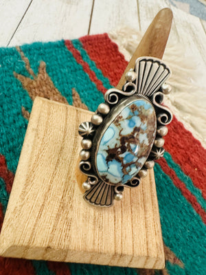 Navajo Golden Hills Turquoise & Sterling Silver Ring Size 7