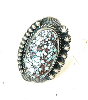Navajo Golden Hills Turquoise & Sterling Silver Ring Size 8