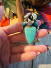 Navajo Sterling Silver & Turquoise Ring Rose Adjustable Ring
