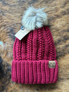 CC Fuzzy lined fur pom beanie