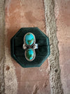 Beautiful Handmade Sonoran Gold Turquoise And Sterling Silver 2 Stone Ring