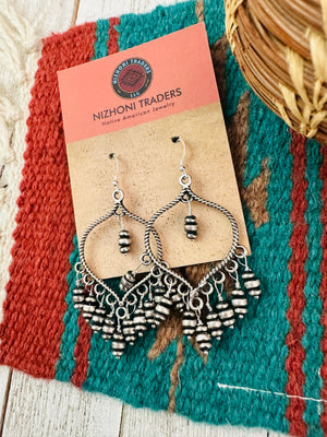 Navajo Sterling Silver Pearl Chandelier Dangle Earrings