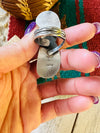 Navajo Kingman Turquoise, Spiny & Sterling Silver Two Stone Adjustable Ring