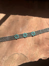 Handmade Sterling Silver Pearl & Natural Turquoise Choker Necklace Signed Nizhoni