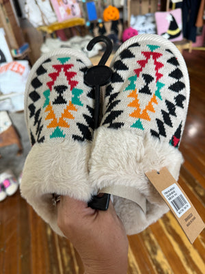 Aztec Faux Fur Slippers