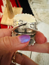 Navajo Sterling Silver & Orange Spiny Adjustable Ring