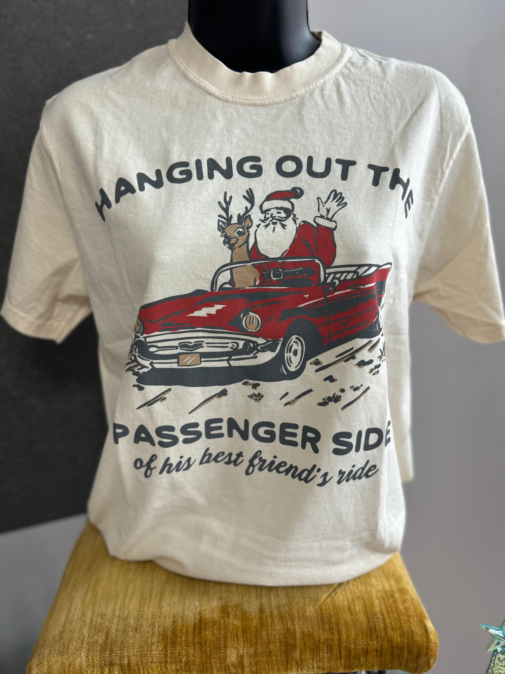 Hanging out the passenger side of his best friends ride tee