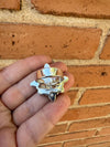 “Floral Whisper” Handmade Sterling Silver & Turquoise Adjustable Ring Signed Nizhon