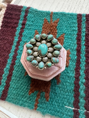 “Turquoise Bliss” Nizhoni Turquoise & Sterling Silver Adjustable Ring (Green)