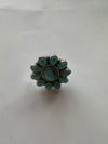 Handmade Turquoise And Sterling Silver Adjustable Petals Cluster Ring