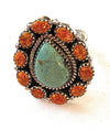 Handmade Sterling Silver, Turquoise & Opal Adjustable Ring