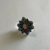 “Buy Me Flowers” Sterling Silver, Blue Mojave & Pink Conch Adjustable Ring