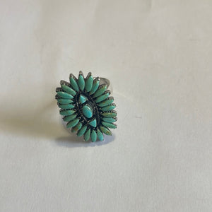 “The Brittney” Beautiful Handmade Turquoise And Sterling Silver Adjustable Ring