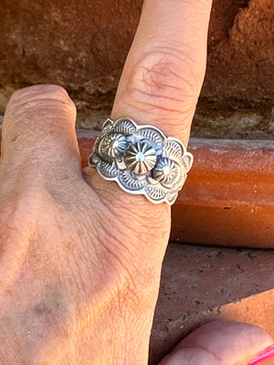 The Cassidy Sterling Flower Cigar Band Ring