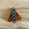 Navajo Turquoise Sterling Silver Adjustable Ring Signed Russell Sam