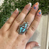 Handmade Golden Hills Turquoise And Sterling Silver Adjustable Ring Signed Nizhoni