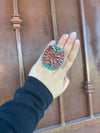 Navajo Natural Coral, Kingman Turquoise And Sterling Silver Adjustable Butterfly Ring Signed Janie Wilson