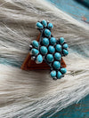 Navajo Turquoise & Sterling Silver Statement Cluster Adjustable Ring