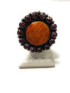 Navajo Sterling Silver And Orange And Purple Spiny Adjustable Ring