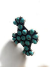 Navajo Turquoise & Sterling Silver Statement Cluster Adjustable Ring