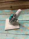 Navajo Sonoran Mountain Turquoise And Sterling Silver Statement Ring Size 8