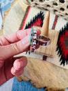 Handmade Sterling Silver, Spice & Turquoise Cluster Adjustable Ring