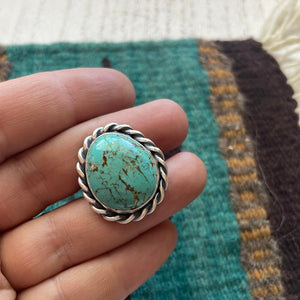 Navajo Turquoise Sterling Silver Oval Ring Size 6.5 Signed