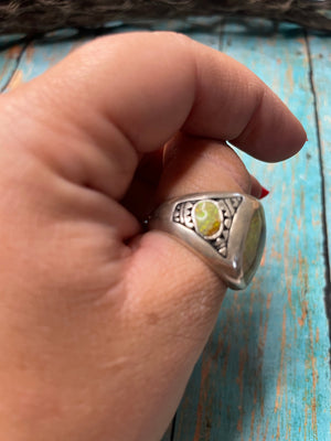 Old Pawn Navajo Sterling Silver & Fire Opal Ring Size 10.5
