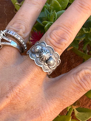 The Cassidy Sterling Flower Cigar Band Ring