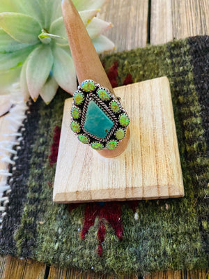 Handmade Sterling Silver, Turquoise & Opal Adjustable Ring