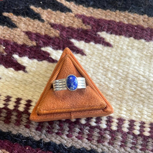 Navajo Sterling Silver Oval Lapis Band Ring