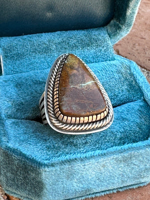 Navajo Ribbon Turquoise And Sterling Silver Triangle Ring