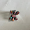 “The Willow” Handmade Sterling Silver, Pink Dream & Pink Conch Cluster Adjustable Ring Signed Nizhoni