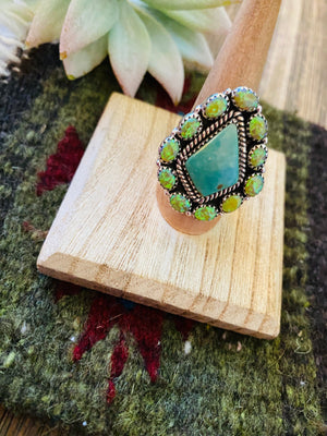 Handmade Sterling Silver, Turquoise & Opal Adjustable Ring